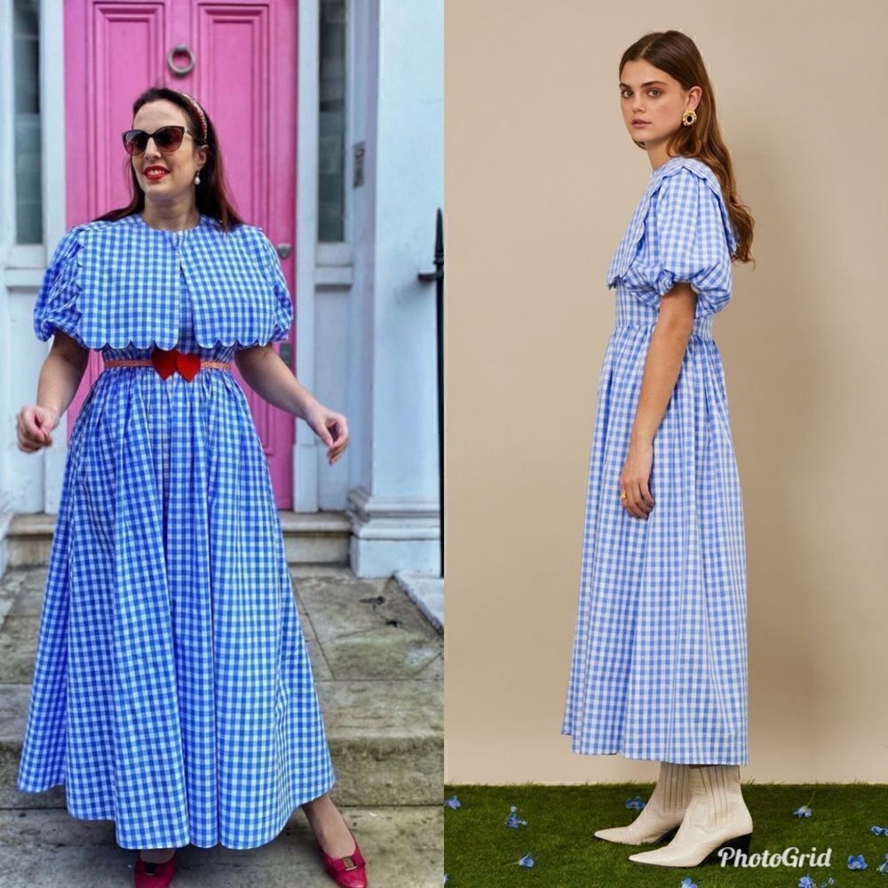 Sister Jane Giggle Plaid Gingham Puff Sleeved midi Dress (collar not included) - Picture 3 of 11